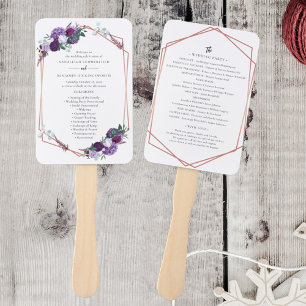 Abanico Programa de Boda en Floral Púrpura Rosa Gold Bloom