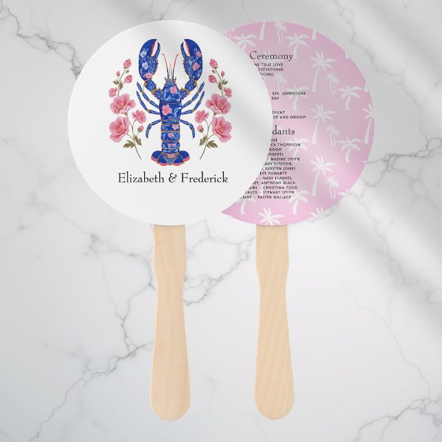 Abanico Programa de Boda en la Playa Náutica Costera (Coastal Nautical Beach Wedding Program Hand Fan)