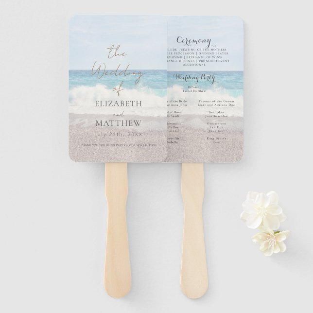 Abanico Programa de Boda en la Playa/Programa de Boda en l (Anverso y reverso)
