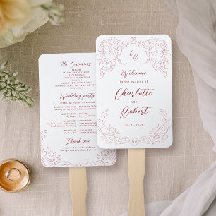 Abanico Programa de Boda en Monograma con Flúor de Vintage