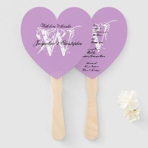 Abanico Programa de Boda en Monograma de Moda Lilac Malvad