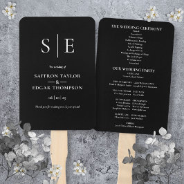 Abanico Programa De Boda En Monograma Negro Y Blanco