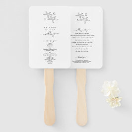 Abanico Programa de Boda en Monograma Starfish Beach