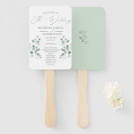 Abanico Programa de Boda Eucalyptus Sage Green Watercolor