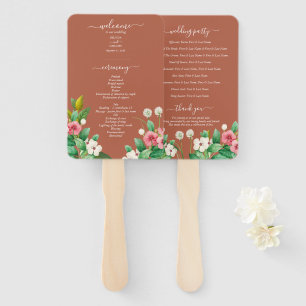 Abanico Programa de Boda Flor Silvestre Vinca Naranja Quem