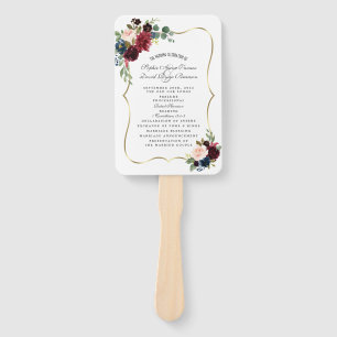 Abanico Programa de Boda Floral Azul de la Marina Glam Mer
