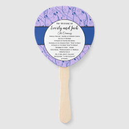 Abanico Programa de Boda Floral Azul y Lilac