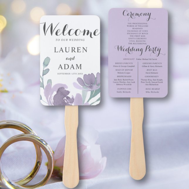 Abanico Programa de Boda Floral Boho Eucalipto Púrpura (Subido por el creador)