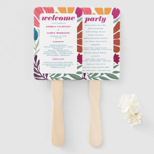Abanico Programa de Boda Floral Brillante Multicolor Abstr