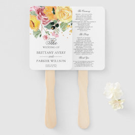 Abanico Programa de Boda Floral de Acuarela