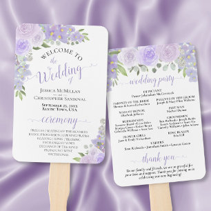 Abanico Programa de Boda Floral de Agua Púrpura Lavender