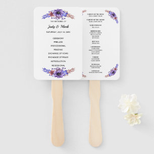 Abanico Programa De Boda Floral De Color Púrpura Y Azul