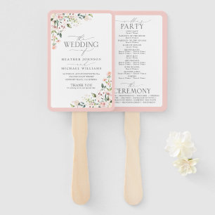 Abanico Programa de Boda Floral de Color Rosa