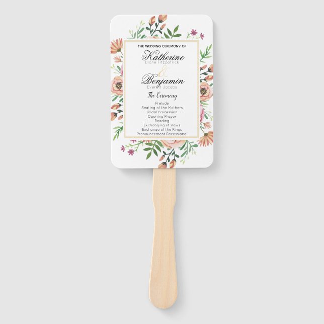 Abanico Programa de Boda Floral de Melocotón (Anverso)