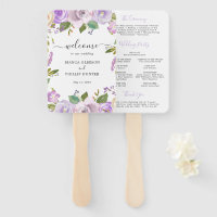 Programa de boda floral elegante acuarela lila
