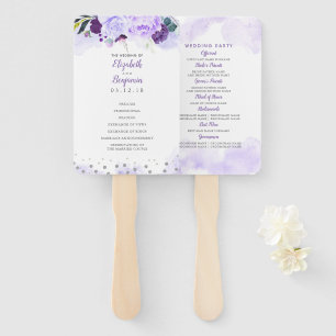 Abanico Programa de Boda Floral Elegante Puprle y Plata