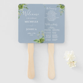 Abanico Programa de Boda Floral Elegante Verde Azul Polvo