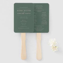 Abanico Programa de Boda Floral Evergreen en Monograma Dia