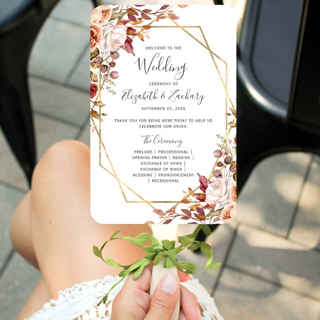 Abanico Programa de Boda Floral Geométrico de Otoño (Subido por el creador)