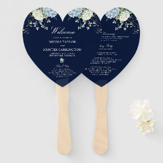 Abanico Programa de Boda Floral Hortensia Azul Oscuro