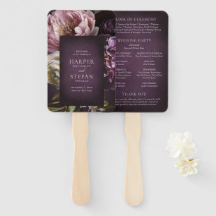 Abanico Programa de Boda Floral Maximalista Morado Elegant
