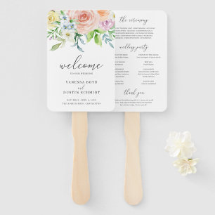 Abanico Programa de Boda Floral Melocotón Moderno y Elegan