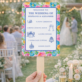 Abanico Programa de Boda Floral Moderno y Vibrante de Colo