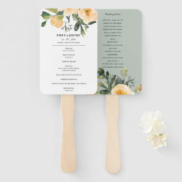 ABANICO PROGRAMA DE BODA FLORAL PASTEL PEACH GRAY PEONY