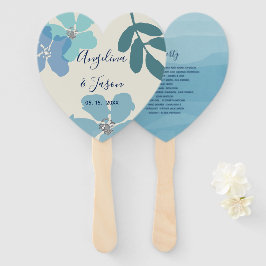 Abanico Programa de Boda Floral Polvo Azul