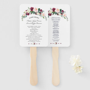 Abanico Programa de Boda Floral Rosa Claro Acuarela Chic