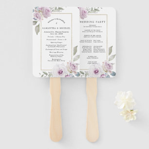 Abanico Programa de Boda Floral Rústica de Púrpura de DIY