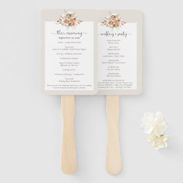 Abanico Programa de Boda Floral Tono Tierra Ligero / Fiest