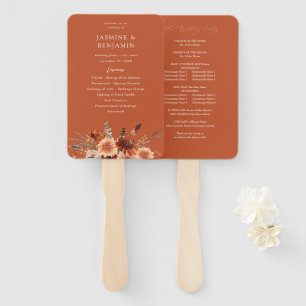 Abanico Programa de Boda Flores de Champán y Tierra Rústic