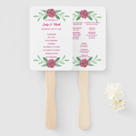 Abanico Programa de Boda Foliage Floral Pink
