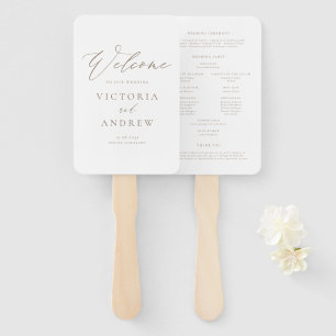 Abanico Programa de Boda Formal con Tipografía Simple Taup