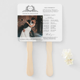 Abanico Programa de Boda Foto Chic Monograma Minimalista