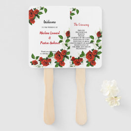 Abanico Programa de Boda Geométrica de Flores Rojas Modern