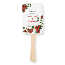 Programa de Boda Geométrica de Flores Rojas Modern