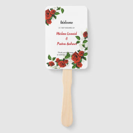 Abanico Programa de Boda Geométrica de Flores Rojas Modern