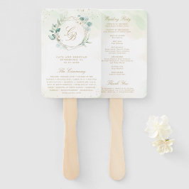 Abanico Programa de Boda Geométrica Eucalyptus Greenery Go
