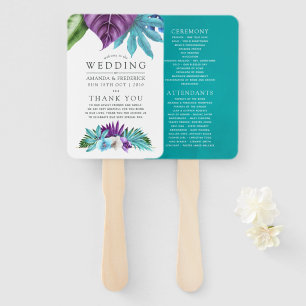 Abanico Programa de Boda Geométrico de Orquídeas Tropicale