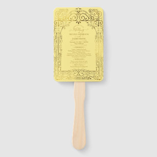 Abanico Programa de Boda Glam Chic Deco de Oro Amarillo