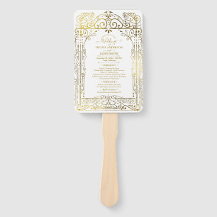 Abanico Programa de Boda Glam Chic Deco de Oro Blanco Aban