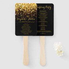 Abanico Programa de Boda Gold Black Hollywood Glitz Glam