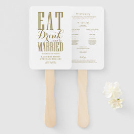 Abanico Programa de Boda Gold Eat Drink and Be Married