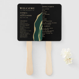 Abanico Programa de boda Golden Green Agate