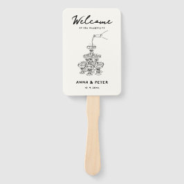 Abanico Programa de Boda Graciosa de Champagne ilustrado a