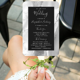 Abanico Programa de Boda Gris Blanco Plata Ágata Oscuro