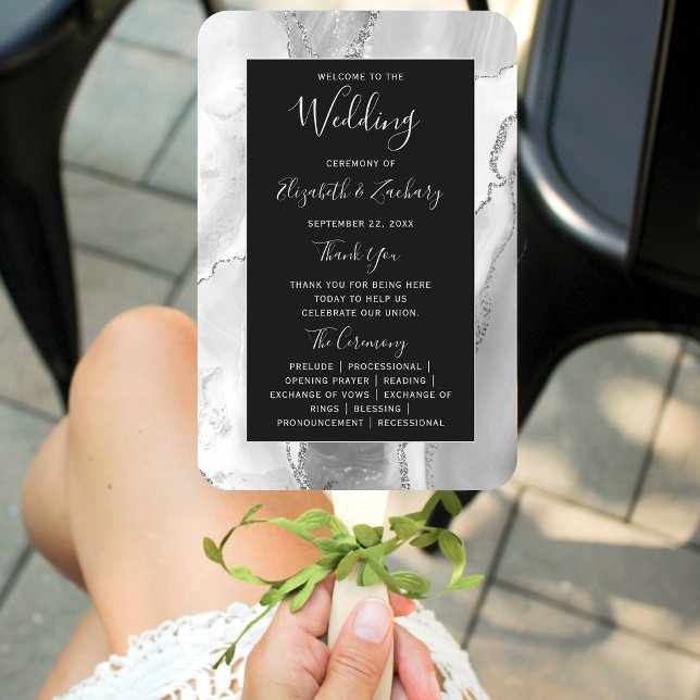 Abanico Programa de Boda Gris Blanco Plata Ágata Oscuro (Subido por el creador)