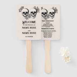 Abanico Programa de boda Hand Fan Halloween Cráneo gótico